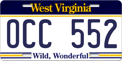 WV license plate OCC552