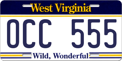 WV license plate OCC555