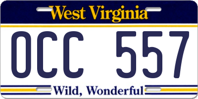 WV license plate OCC557