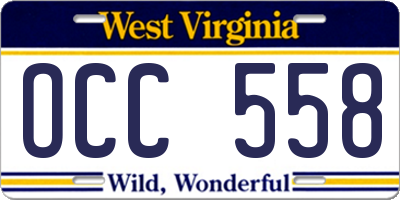 WV license plate OCC558