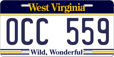 WV license plate OCC559