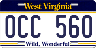 WV license plate OCC560