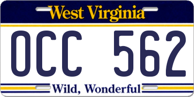 WV license plate OCC562