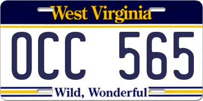 WV license plate OCC565