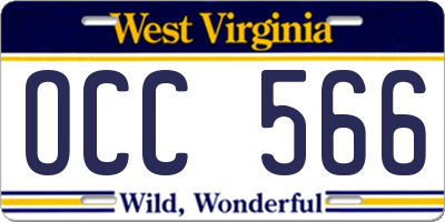 WV license plate OCC566