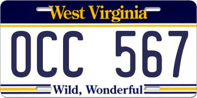 WV license plate OCC567