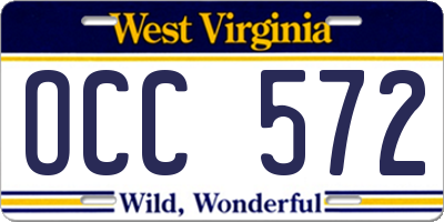 WV license plate OCC572