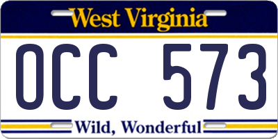 WV license plate OCC573