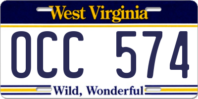 WV license plate OCC574