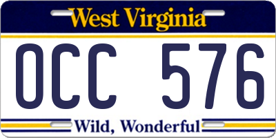 WV license plate OCC576