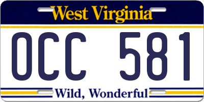 WV license plate OCC581
