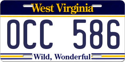 WV license plate OCC586