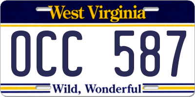 WV license plate OCC587