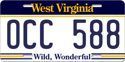 WV license plate OCC588