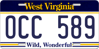 WV license plate OCC589