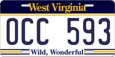 WV license plate OCC593