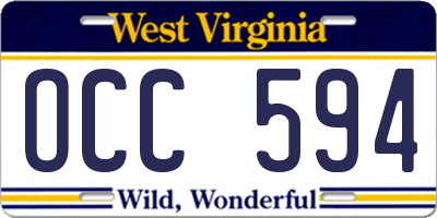 WV license plate OCC594
