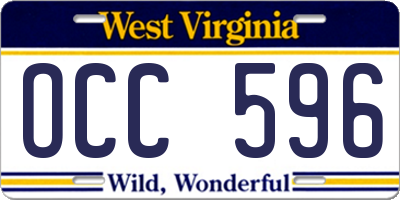 WV license plate OCC596