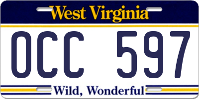 WV license plate OCC597