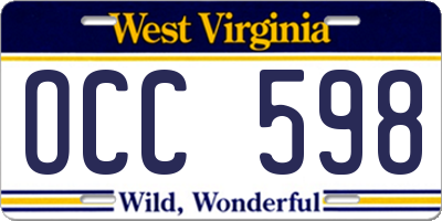 WV license plate OCC598