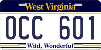 WV license plate OCC601