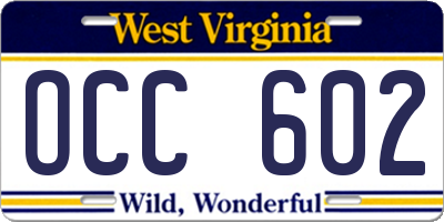 WV license plate OCC602