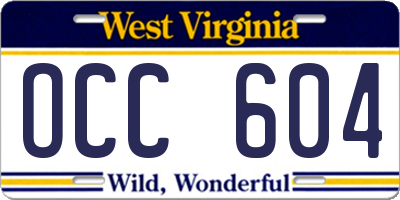 WV license plate OCC604