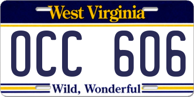 WV license plate OCC606