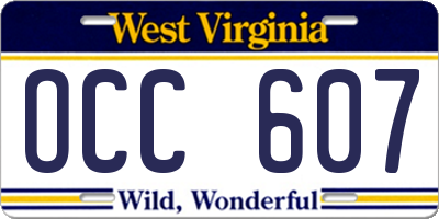 WV license plate OCC607
