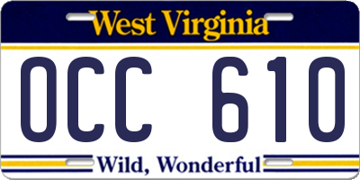 WV license plate OCC610