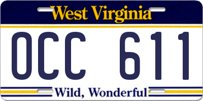 WV license plate OCC611