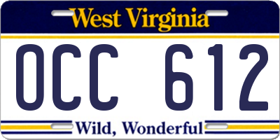 WV license plate OCC612