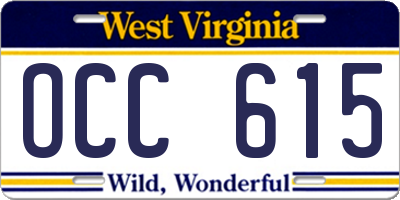 WV license plate OCC615