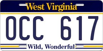 WV license plate OCC617