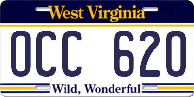 WV license plate OCC620