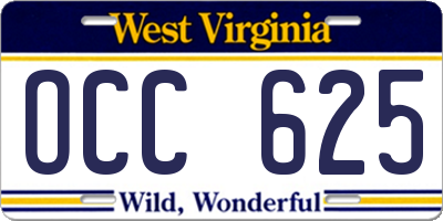 WV license plate OCC625