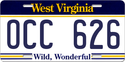 WV license plate OCC626
