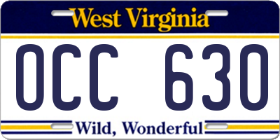 WV license plate OCC630