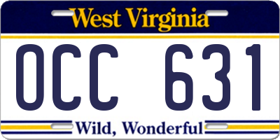WV license plate OCC631