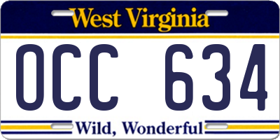 WV license plate OCC634