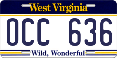 WV license plate OCC636