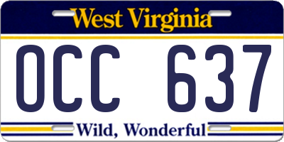 WV license plate OCC637