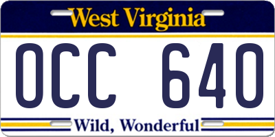 WV license plate OCC640