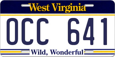 WV license plate OCC641