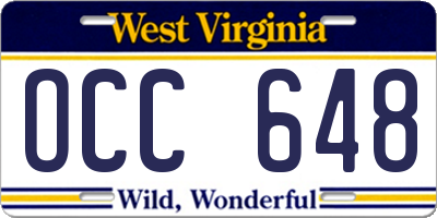 WV license plate OCC648