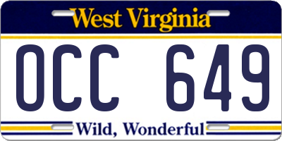 WV license plate OCC649