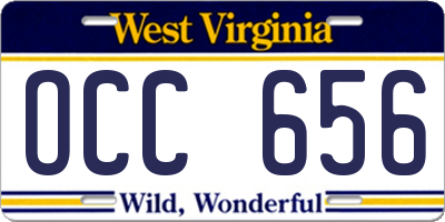 WV license plate OCC656