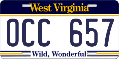 WV license plate OCC657