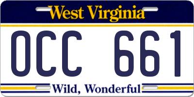 WV license plate OCC661