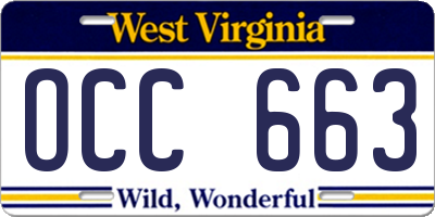 WV license plate OCC663